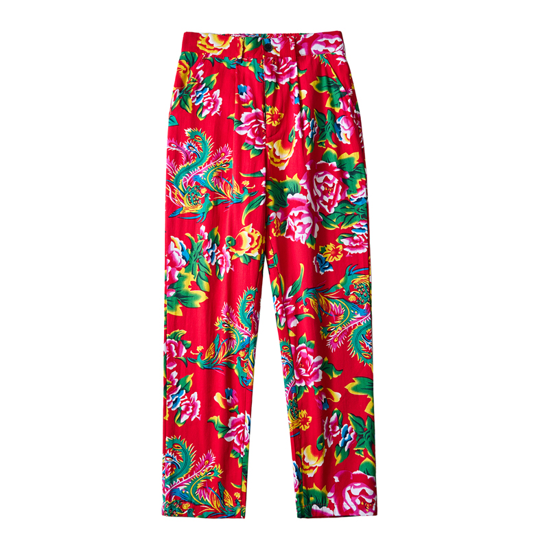 Streetwear Brand Flower - Men Chinese Style Popular Pants High